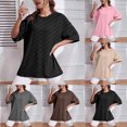 thumbnail image 2 of Fengactive Women's Round Neck Tunic Half Sleeve Blouse Stretch Loose Fit Shirts Comfortable Summer Solid Tops, 2 of 6