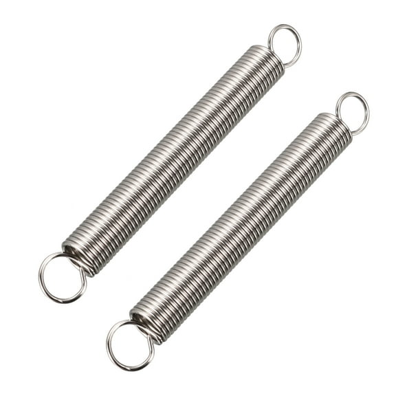 67mmx10mmx1.1mm Metal Dual Hook Tension Spring Silver Tone 2Pcs