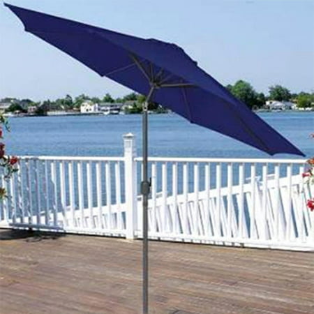 9' Outdoor Patio Market Umbrella with Hand Crank and Tilt - Navy Blue