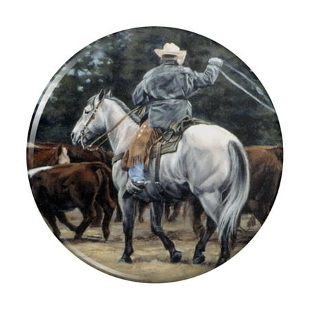 

Ranch Cowboy Cattle Drive Roundup Kitchen Refrigerator Locker Button Magnet