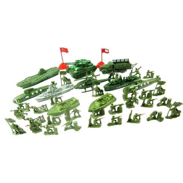 52x Modelo Figuras Playset Coleccionables, Miniaturas Modelo Hombres Figuras con Tanque Vehículo Accesorios para Niños Niños Niños B Hugo Juego de soldado
