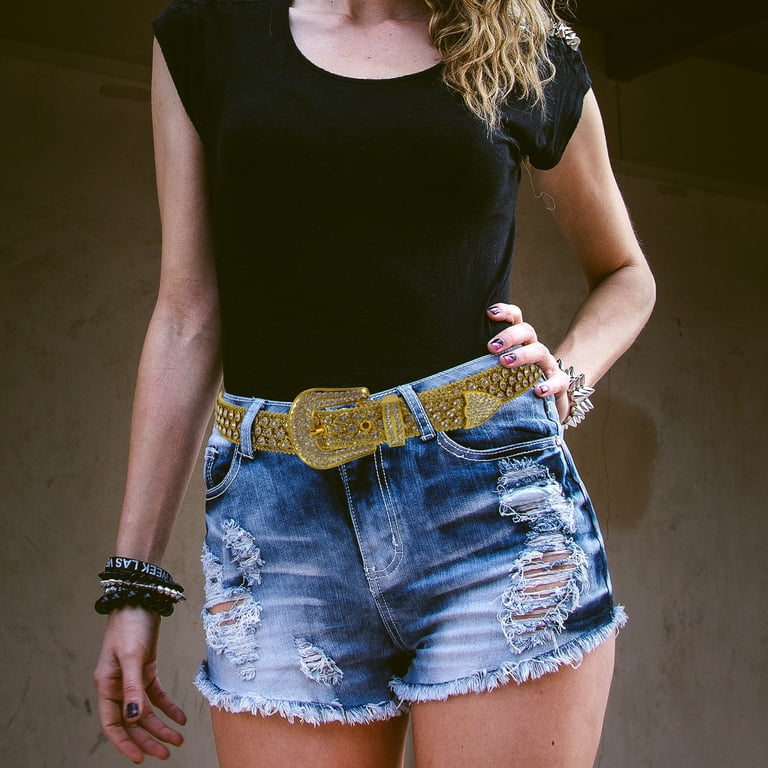 7246 Cowgirl Bling Studded Leather Belts For Jeans Pants With Rhinestone CWCYYDSYY Women main image 3