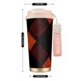 thumbnail image 3 of Stainless Steel Coffee Cup 7.7×2.6×3.5in Tapered Design Nylon Woven Wrist Strap Portable Durable Cup Bottom With Non-Slip Sticker Argyle Plaid Darkorange_3, 3 of 8