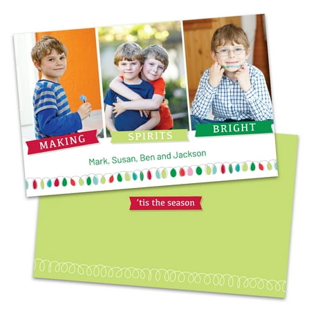 Personalized Whimsical Colored Lights Holiday Card