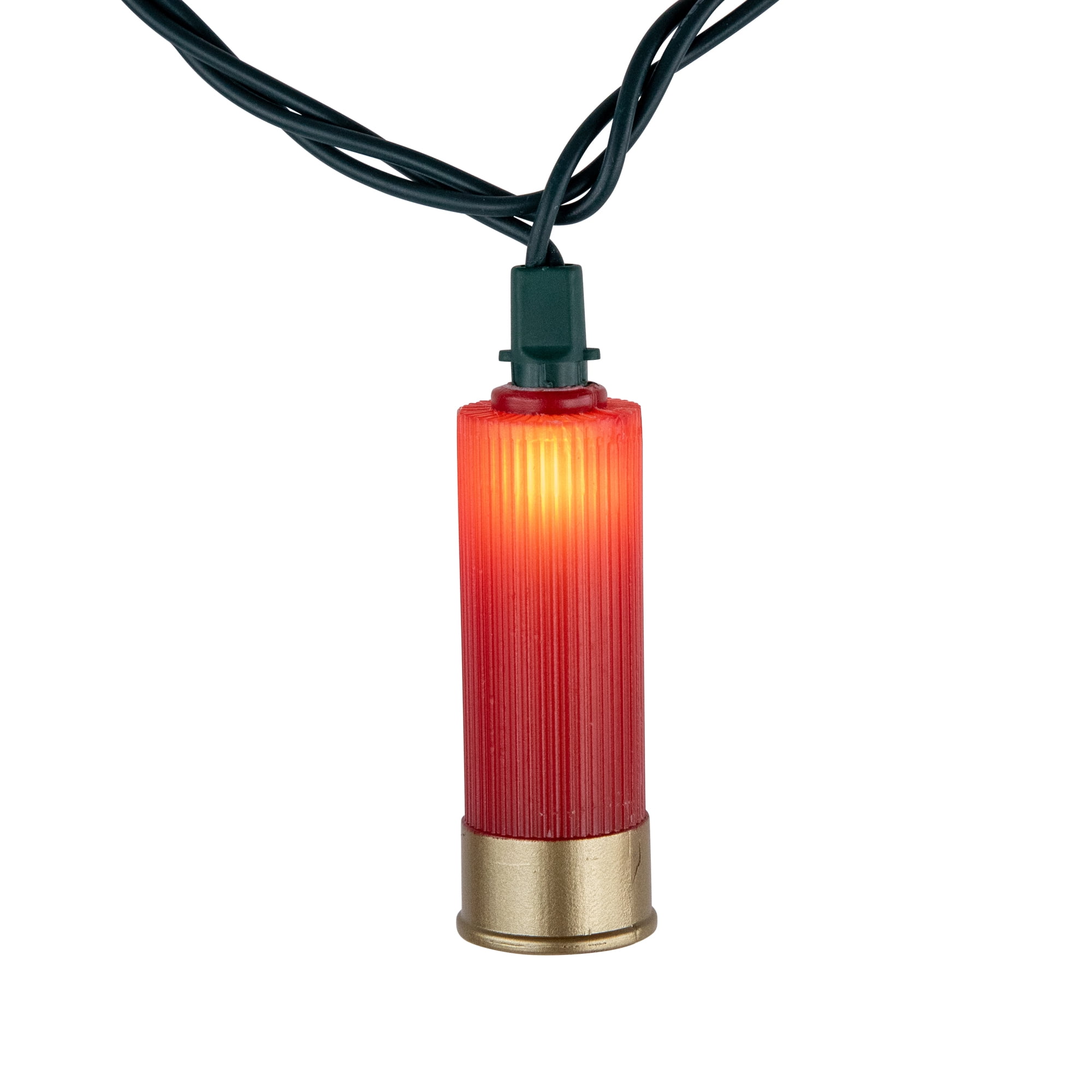 10-Count Red and Gold Shotgun Shells Patio Light Set 5.75ft Green Wire