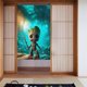 thumbnail image 1 of Cortina de puerta semiopaca con patrón de patchwork de dos piezas de Baby Yoda, cortinas opacas decorativas para dormitorio, sala de estar, decoración de habitación de niños, 34 x 56 pulgadas, tamaño, 1 of 7