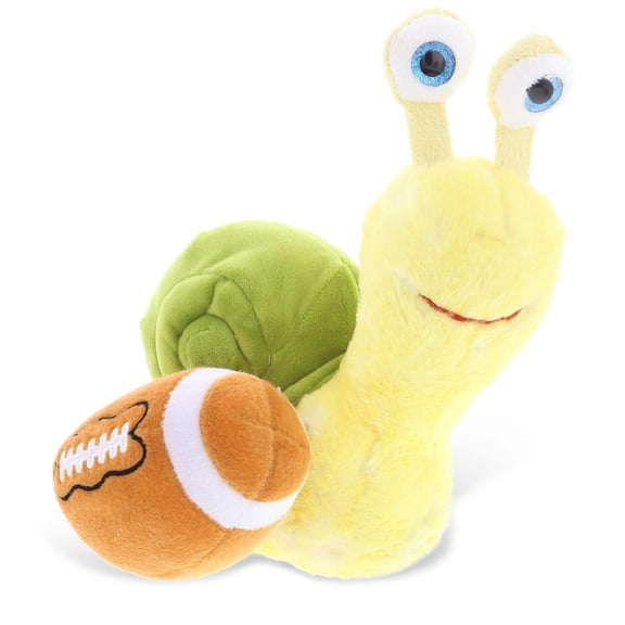 DolliBu Yellow Snail Stuffed Animal with Football Plush - Soft Plush Huggable Snail, Adorable Playtime Plush Toy, Cute Wildlife Gift, Football Plush Animal Toy for Kids, Adults - 9 Inch