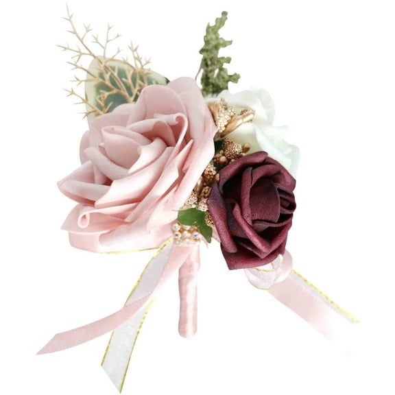 YOHAVEN Rose Artificial Wrist Corsage, Elegant Silk Flower Accessories for Wedding Bride Groom Mother Guests Engagement Prom Formal Party Ball