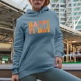 thumbnail image 2 of Happy Pi Day, March 14 Celebration of Mathematical Constant, Groovy Retro Wavy Text Merch Gift, Light Blue Hooded Sweatshirt or Hoodie, Medium, 2 of 5