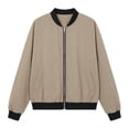 thumbnail image 4 of Wxolcjlv Women's Boxy Bomber Jackets Full Zip Color Blocking Outerwear Lightweight Regular Fit Tops, 4 of 4
