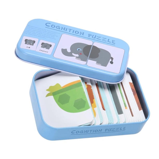 Vogacara Juego de tarjetas de cognición para niños, juguetes educativos para edades tempranas, tarjetas de juego a juego para niños con caja, animal, Type2 NO2 Vogacara FN000316-06