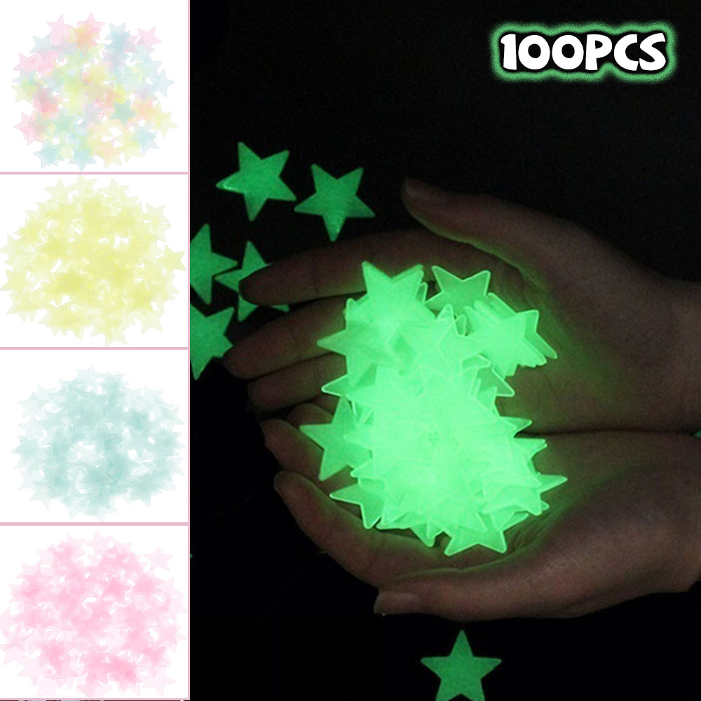 Glow in Dark Stickers,100Pcs Wall Stickers Glow in The Dark 3D Stars