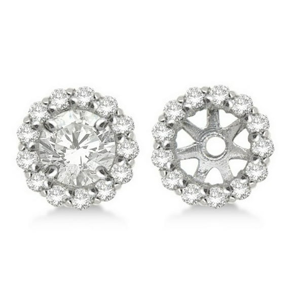 Round Diamond Earring Jackets for 8mm Studs 14K White Gold (0.64ct)