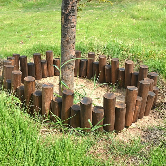 ELAYARD Wooden Log Lawn Edging Composite Material Brown Durable Garden Decorative Fence For Grass Ground Edge Protection 12.5ft