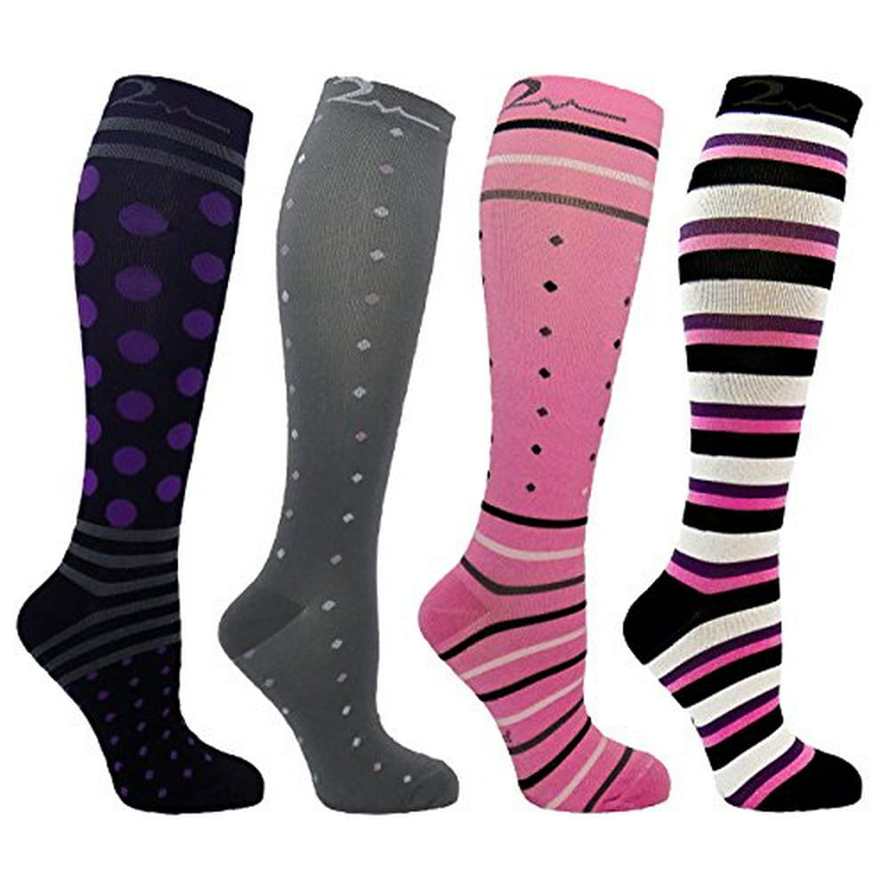 4 Pair Largex Large Extra Soft Colorful Moderatemedium Graduated Compression Socks 15 20 Mmhg