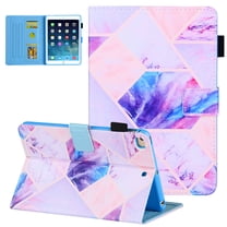 iPad Mini 5 Case, Mini iPad Case 4th Gen, iPad Mini 1 2 3 Case, Allytech PU Leather Flip Stand Auto Sleep Wake Pencil Holder Protection Case Cover for Apple iPad Mini 1 2 3 4 5, Purple Grid