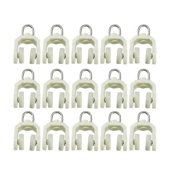 Curtain Track Rollers 14mm Dia Plastic White 30 Pack