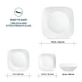 Corelle Cherish 16piece Square Dinner Set, Dishes Service for 4 with 3