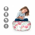 thumbnail image 2 of Watercolor Flowers Storage Toy Bag Chair, Fresh Blooms in Blurry Tones Paintbrush Soft Flowering Field, Stuffed Animal Organizer Washable Bag, Small Size, Pink and Mint Green, by Ambesonne, 2 of 3