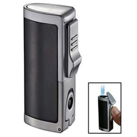 Visol VLR401101 Aleus Black Matte Triple Jet Cigar Lighter with Built-in