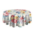 thumbnail image 5 of Pioneer Flower Floral Print Pattern Round Tablecloth 60"x60",Wrinkle Wipeable Table Cloth for Kitchen Dining Room Picnic Patio Party, 5 of 6