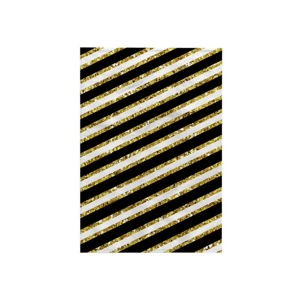 3dRose, Black White and Gold Diagonal Glitz Stripes, 15x22 Hand Towel
