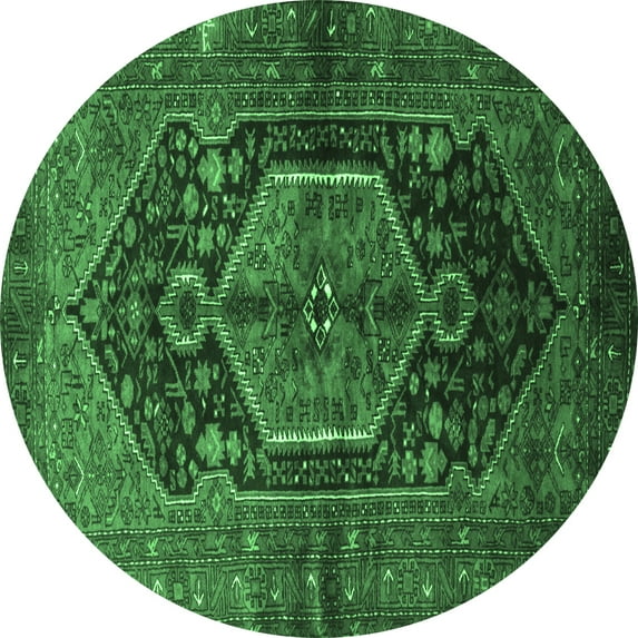 Ahgly Company Indoor Round Persian Emerald Green Traditional Area Rugs, 5' Round