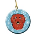 thumbnail image 1 of Snowflake Longhair Red Dachshund Ceramic Ornament, 1 of 1