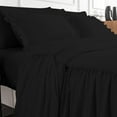 thumbnail image 5 of 4 Piece Long Ruffle Sheet Set, 30" Inch Long Ruffle On Corner Of The Flat Sheet, 10 Inch Deep Pocket, 100% Egyptian Cotton, 800 TC, Full Size, Solid Black, 5 of 9
