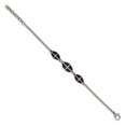 thumbnail image 3 of Chisel  Stainless Steel Polished Black IP-plated 7 Inch with 1-inch Extension Cross Bracelet, 3 of 5