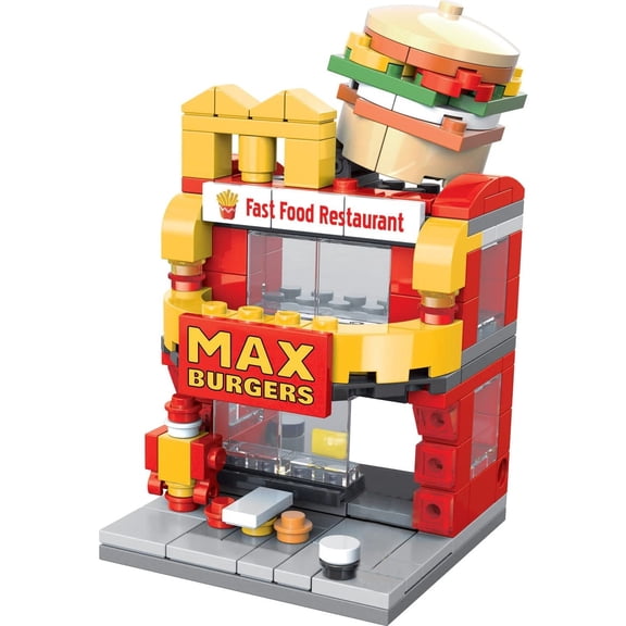 Brick Loot Max Burgers Restaurant Brick Set. 167 Pieces 100% Compatible, fits Lego and Other Major Brick Brands