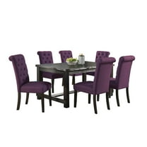 Roundhill Furniture Leviton Antique Black Finished Wood Dining Set, Table with Six Chair
