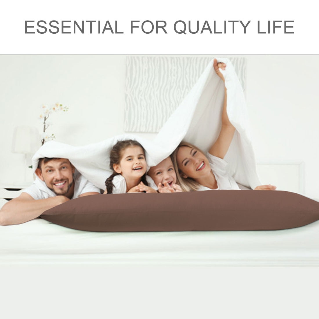 Unique Bargains Pillowcases 2 Pack 100% Cotton Body Pillow Covers Coffee 20" x 48"