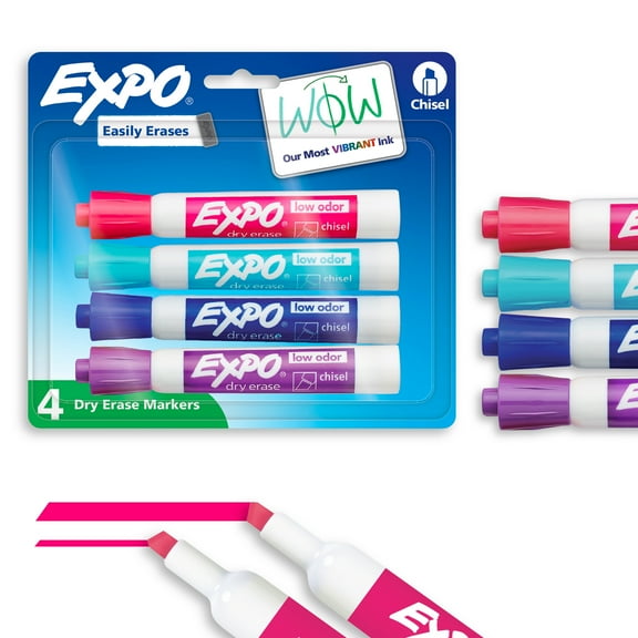 EXPO® Low-Odor Dry-Erase Markers, Chisel Point, Pastel Colors, Pack Of 4