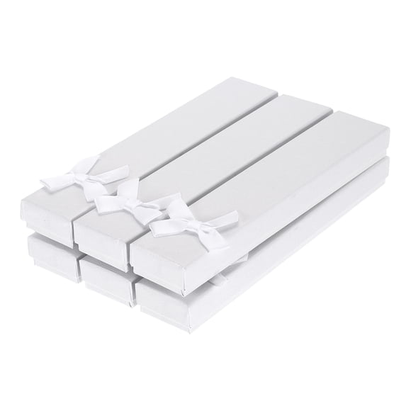 Uxcell 8.3x1.6x0.9 Inch Jewelry Gift Box, 6 Pcs Cardboard Pure Long Necklace Box, White