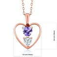 thumbnail image 2 of 18K Rose Gold Plated Silver Blue Tanzanite White Moissanite and Red Garnet Pendant Necklace for Women (0.74 Cttw, Gemstone December Birthstone, Heart 5MM and 4MM, with 18 inch Silver Chain), 2 of 3