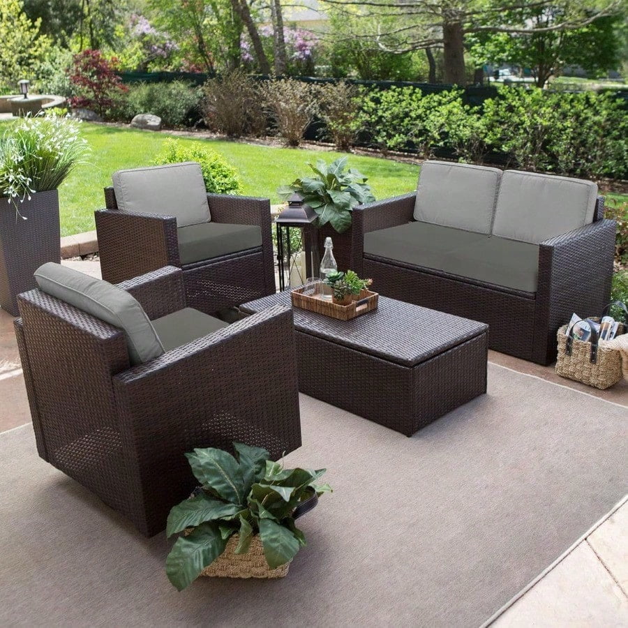 Outdoor Chair Cushion 22 x 22 x 3 Inch Rainproof 3Year Fade Resistant Patio Furniture Cushions with Removable Cover and Adjustable Ties for Garden Sofa Couch Pads Set of 2 Dark Gray