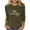 Army Green, variant on Women's Casual Fashion Print Brushed Ribbed Round Neck 3/4 Sleeve T-shirt Pullover Top / 3/4 Sleeve Round Neck Top / Women's Top