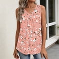 thumbnail image 5 of Iaqnaocc Tank Tops for Women 2026 Summer Sleeveless Loose Fit Floral Print Pleated Tunic Casual Basic V-Neck Tops for Women Trendy Clothes Pink XXL, 5 of 6