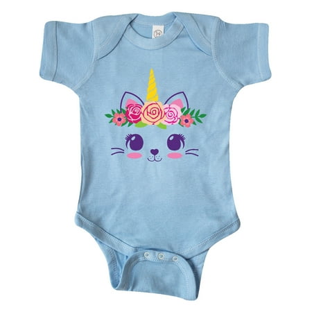 

Inktastic Cute Unicorn Cat Face with Flowers Gift Baby Girl Bodysuit