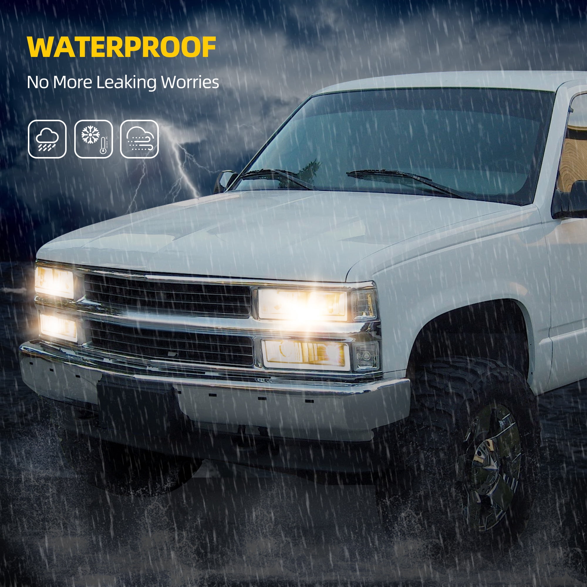 RVNI [U-LED DRL] Headlight+Bumper Lamps For 1990-1999 Chevy GMC C/K C1500 C2500 C3500