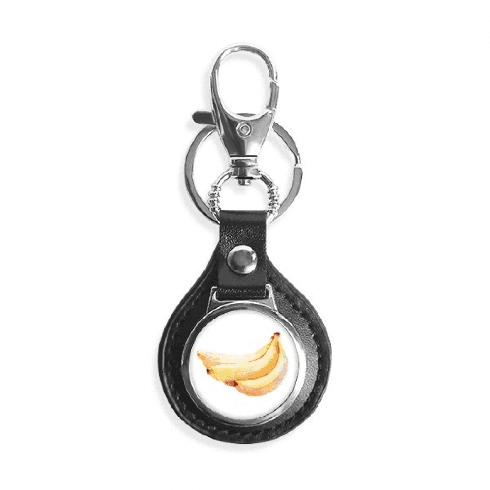 Banana Fruit Watercolor Illustration Pattern Key Link Chain Ring Keyholder Finder Hook Metal
