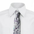 thumbnail image 2 of Floral Necktie, Butterflies and Swirls, Dress Tie, 3.7", Dark Purple Pale Blue, by Ambesonne, 2 of 3