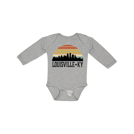 

Inktastic Louisville Kentucky Skyline Retro Sunset Gift Baby Boy or Baby Girl Long Sleeve Bodysuit