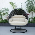 thumbnail image 6 of LeisureMod Mendoza Charcoal Wicker Hanging 2 Person Egg Swing Chair with Stand & Taupe Cushions, 6 of 8