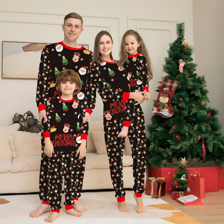 Tarmeek Family Matching Christmas Pajamas Set for Mom Dad Kids Baby,Long  Sleeve Xmas Santa Snowflake Printed Tops and Pants Sleepwear Nightwear Set  for Christmas Pajamas Party 
