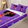 thumbnail image 3 of Castle Fairy Cute Black Girl Zipper Twin Comforter Sets with Fitted Sheet and 2 Pillowcases,Cartoon Dog Stars Print Zipper Bedding Set,Violet Red Orange,4-Piece, 3 of 6