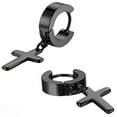 thumbnail image 2 of Anvazise 1 Pair Ear Dangle Cross Pendant Eco-friendly Stainless Steel Huggie Hinged Hoop Earrings for Men Black, 2 of 8