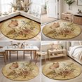 thumbnail image 4 of Round Rugs 3Ft, Botanical Ferns Round Area Rug Washable Indoor Throw Carpet, Romantic Roses Florals Butterfly Distressed Small Non Slip Circle Rug for Bedroom Living Room Home Decor Aesthetic, 4 of 8