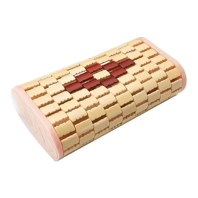 simhoa Bamboo Headrest Pillow Sauna Neck Rest Chinese Design Versatile Neck Support two color splicing